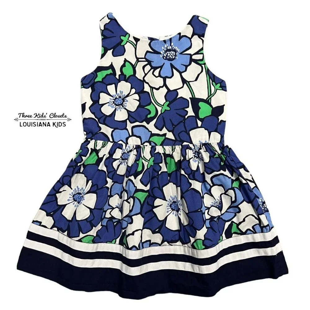 Gymboree 4Y Blue Bold Floral Print Dress